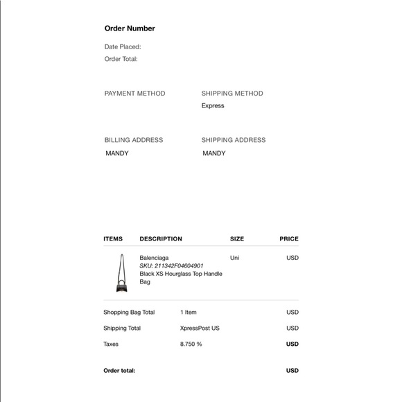 NWT Authentic Balenciaga Hourglass XS Top Handle Bag in Black - Picture 9 of 9